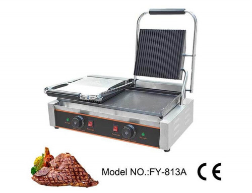 Double Panini Grill Grooved Top and Smooth Bottom